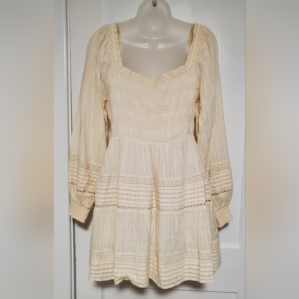 AE boho cream colored mini dress, sz M - Picture 4 of 9
